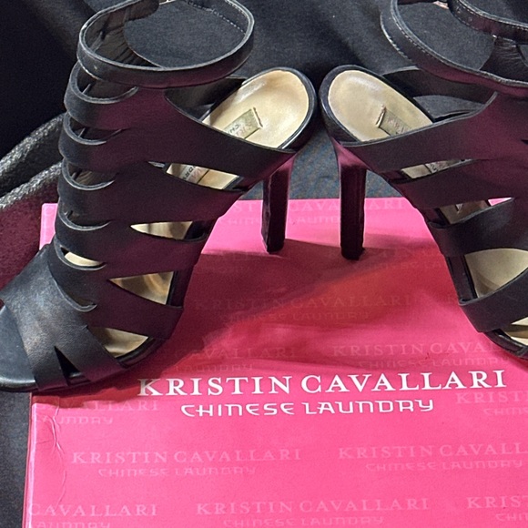 Chinese Laundry Black Strappy Heels - Picture 2 of 5